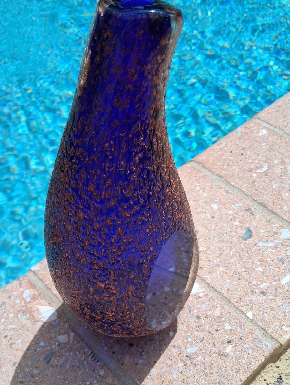 Super RARE Murano Cobalt Blue Glass Vase Gold TXTRD. By, Alessandro Mandruzzato. - Picture 3 of 16